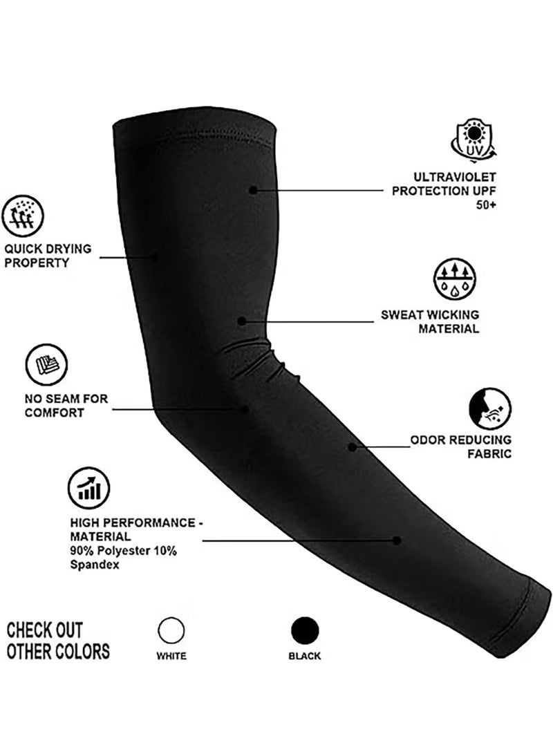 Cuken 5 Pairs Sun UV Protection Cooling Arm Sleeves, for Men & Women, UPF 50 Arm Cover, Arm Sun Sleeves Compression UV Protection Cooling, Cycling, Driving, Golf, Running (Black) - Image 3